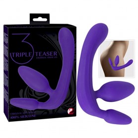 Fallo anale vaginale indossabile senza imbragatura triple purply