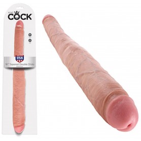 Realistic double king cock 16 tapered double dildo flesh