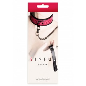 Bondage sinful Pink bondage chain leash fetish collar