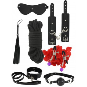 Kit Bondage 8 pz Manette morso collare frusta maschera pinze per capezzoli