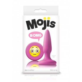 Silicone plug mini phallus butt conical with smile OMG EMOJI FACE pink