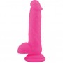 Realistic Phallus Dildo Vaginal with Silicone Suction Testicles Rod Large Pink