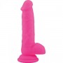 Realistic Phallus Dildo Vaginal with Silicone Suction Testicles Rod Large Pink
