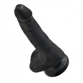 Black phallus king cock realistic vaginal dildo with 6 cock testicles
