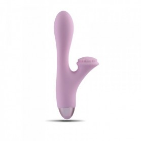 Double Vaginal Silicone Vibrator with Clitoral Stimulator Vibrating Dildo Design
