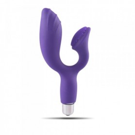 Double vaginal vibrator and clitoral stimulator in silicone way vers plus