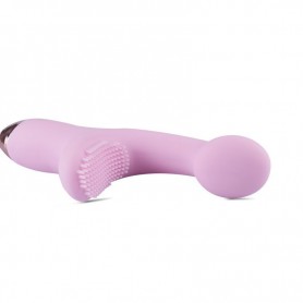 Pink silicone clitoral stimulator double vaginal vibrator