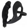 vibratore anale dildo con anello fallico indossabile plu vibrante fallo in silicone nero the black