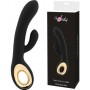 Double black rabbit vibrator with silicone clitoral stimulator and rechargeable vibrating dildo