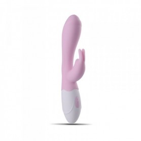 Pink Silicone Rechargeable Realistic Clitoral Vibrator Double Rabbit Vibrator