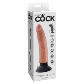 Realistic Vaginal KING COCK Vibrator with Suction Cup Vibrating Phallus Waterproof Dildo Flesh 7