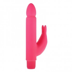 Vibratore rabbit doppio dildo vibrante con stimolatore per clitoride fallo rosa