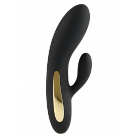 Vibrator Rabbit Silicone Dildo Black Double Phallus Vibrator Vibrator Stimulator for Women's Clittoris