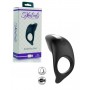 Phallic ring for men cockring rechargeable penis in black silicone against premature ejaculation