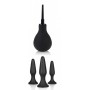 Anal Phallus Plug Kit with Suction Cup Phallus Silicone Dildo Sex Toys Stimulator Black with Intimate Shower