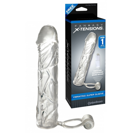 Phallic sheath extension for penis with vibrating phallic ring against premature ejaculation