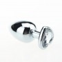 Anal Mini Metal Steel Dildo Plug with Jewel Heart Transparent Heart Anal Butt