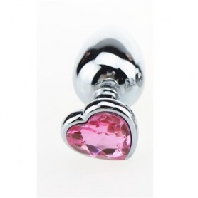 Plug Anal Mini Metal Steel Dildo with Jewel Stone Heart Pink Phallus Anal Butt