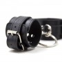 Constrictive short arms restraint black anklet handcuffs black bondage harness fetish