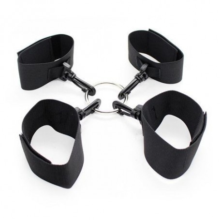 Constrictive easy arms restraint black anklets and handcuffs fetish bondage bdsm set restriant