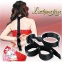 Constrictive easy back arms restraint black bondage collar with black restriant fetish handcuffs