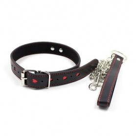 Easy collar leash black leash collar with heart