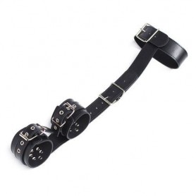 Easy back cuffs collar restraint handcuffs collar constrictive bondage black harness