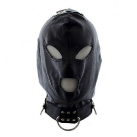 Bondage hook mask collar black black fetish collar mask for men and women integral in imitation leather
