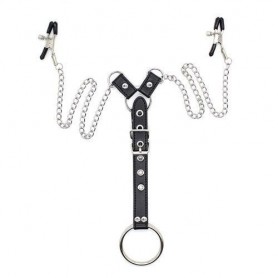 Penitence man nipples clamps black pinze per capezzoli con anello fallico costrittivo fetish bondage