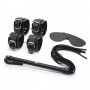 Basic bondage kit black fetish black set anklet handcuffs and whip