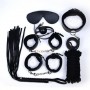 Bondage kit black collar rope whip fetish handcuffs anklets