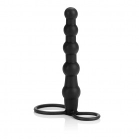 Fallo anale dildo indossabile con anello fallico per uomo nero in silicone