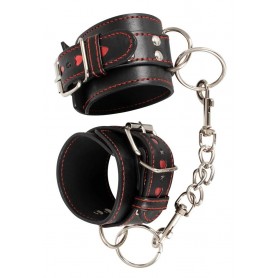 Handcuffs sexy heart bondage constrictive fetish in eco leather metal