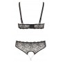 Sexy women's underwear set in sexy lace open bra and thong black briefs xl xxl