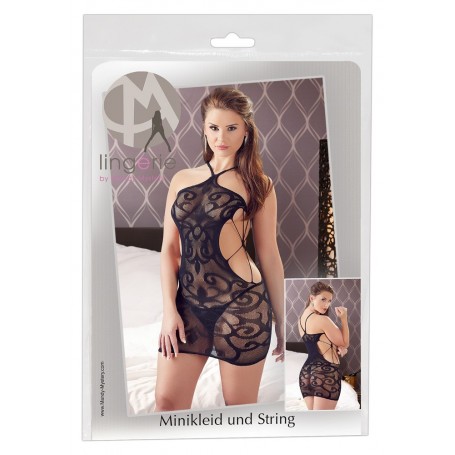 sexy mini abito in pizzo intimo donna aderente nero lingerie hot micro rete