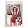 Women's red lace sexy mesh lingerie mini dress