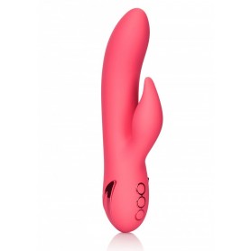 Double vaginal vibrator with silicone clitoral stimulator rechargeable vibrating phallus