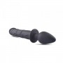 Realistic Vaginal Anal Phallus Double Dildo with Black Soft Silicone Butt Plug