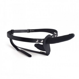 Make it wearable strap on dildo Double Deep Strap-on Black Belt