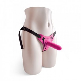 Red strap on wearable realistic vaginal anal phallus dildo with pink belt