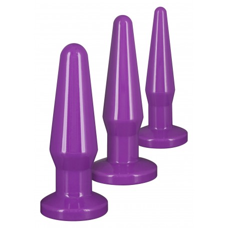 Anal Phallus Kit 3 pcs dildo anal butt plug set sex toys anal mini maxi purple