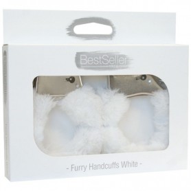 Handcuffs with faux fur bondage cuffs fetish constrictive white