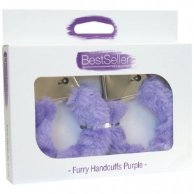 Handcuffs with faux fur bondage cuffs fetish constrictive purple