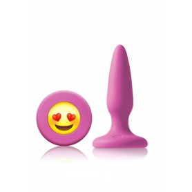 Silicone plug mini phallus butt conical with smile ily EMOJI FACE pink