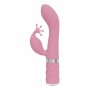 Vibratore vaginale rabbit doppio stimolatore clitoride in silicone dildo fallo vibrante pink