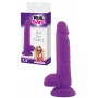 Realistic Vaginal Phallus Dildo with Silicone Suction Testicles Rod Slim Purple