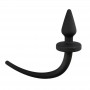 Anal Phallus black silicone plug with realistic dildo tail ass butt black