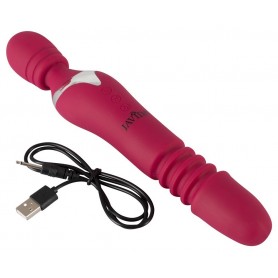 Realistic dual vaginal stimulator wand rechargeable silicone vibrator