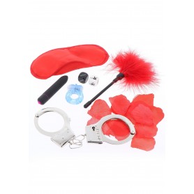 playset handcuffs whip ring mask vibrator red