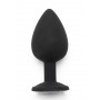 plug anale in silicone nero con gioiello